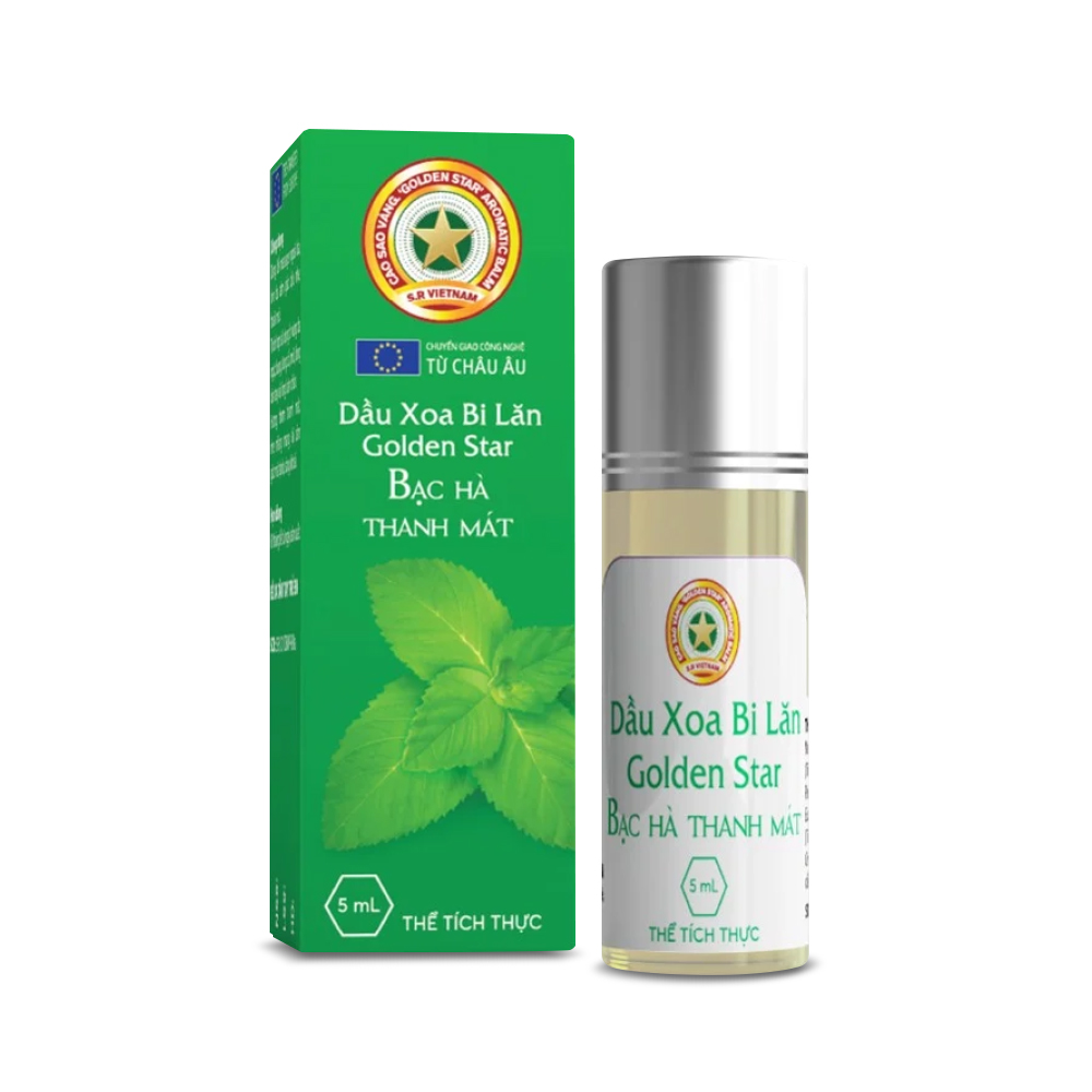 베트남 Golden Star Herbal Oil Roller 5ml, Peppermint  허벌밤 5ml 페퍼민트 호랑이크림 허브성분 마사지크림